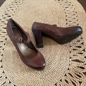 Leather platform heels